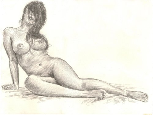 Голые девушки рисунки карандашом