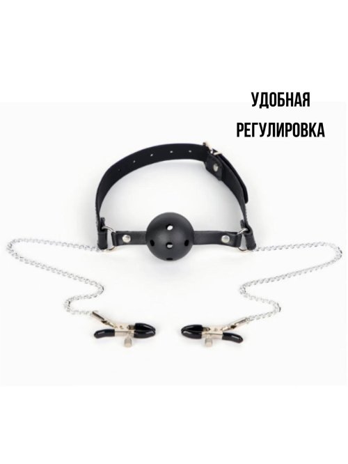 Кляп с зажимами для сосков
